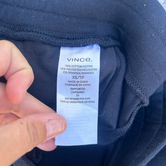 Vince Wide Leg Cropped Pull On Trousers Pants Seam XS Black Navy Stretchy Sweats - Picture 7 of 11